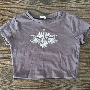 Gray Graphic Crop Top